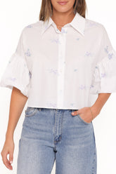 Luneth Button Up Blouse White