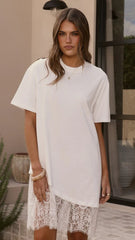 Avei Lace T Shirt Mini Dress White