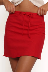 Sonni Linen Mini Skirt Red