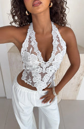 More Dreams Halter Top White