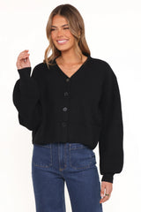 Sybil Button Front Cardigan Black
