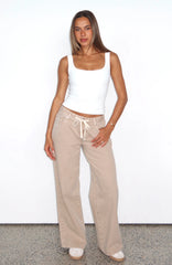 Kendall Mid Rise Wide Leg Jeans Sesame Wash