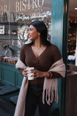 Demi Twist Detail Knit Top Brown