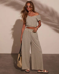 Washed Away Striped V Neck Top