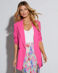 Confidence Double Breasted Linen Blazer