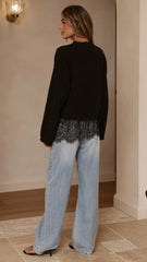 Kylan Lace Trim Sweater Black