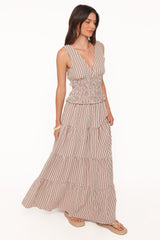 Eirlys Tiered Skirt Set Brown White