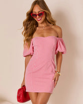 Palomino Gingham Puff Sleeve Mini Dress