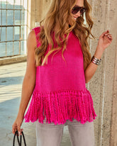 Morning Glow Knit Fringe Sweater