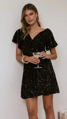 Zinnia Sequins Mini Dress Black Sequins