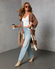 Nestle Down Contrast Stripe Knit Cardigan
