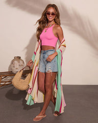 Summer Treat Knit Color Block Duster Kimono
