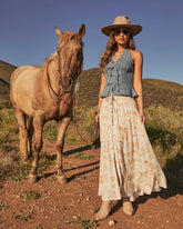 Levvie Novelty Front Tie Maxi Skirt