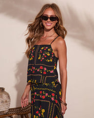 Sunkissed Meadow Floral Print Cropped Cami