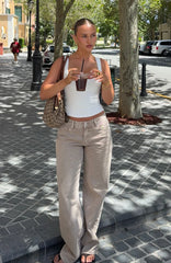 Bring The Style Low Rise Wide Leg Jeans Sesame Wash