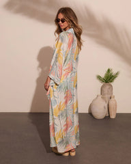Coastal Gleam Tropical Wrap Tie Cover Up Maxi Dress