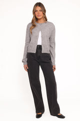 Fauna Tonal Floral Cardigan Heather Grey