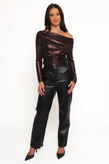 Peppita Metallic Off Shoulder Top Bronze