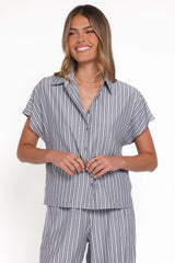 Melanie Pant Set Charcoal Stripe