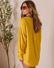 House Of Sun Satin Button Up Top