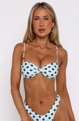 Kaya Bikini Top Blue Choc Polka Dot