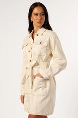 Otto Long Sleeve Mini Denim Dress Sand
