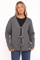 Hammond Tie Up Cardigan Grey