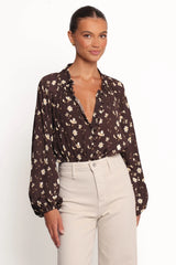 Marni Top Brown Ditsy