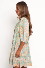 Arden Mini Dress Green Multi