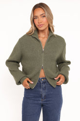 Kourtney Zip Cardigan Olive