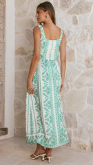 Jasmine Maxi Skirt Green Aztec