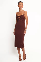 Ashy Midi Dress Brown