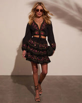 Trail of Flowers Tiered Floral Mini Skirt