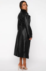 Do I Ever PU Trench Coat Black