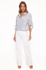 Floriana Tie Sleeve Shirt Blue Stripe