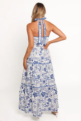 Fernanda Halterneck Maxi Dress Blue Tropical
