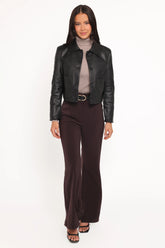 Hope Crop Faux Leather Jacket Black
