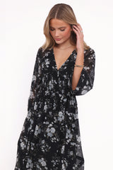 Mavis Long Sleeve Maxi Dress Black Floral