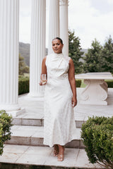 Anabelle Halter Neck Lace Maxi Dress White
