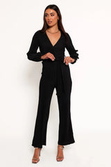 Solange Plisse Jumpsuit Black
