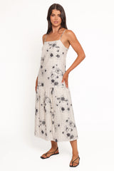 Martine Maxi Dress Black Ivory Floral