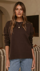 MVN Adrianne Crew Neck Knit Jumper Brown