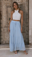 Cartier Tiered Maxi Skirt Blue