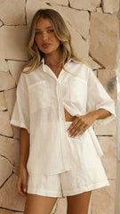 Sarafina Button Up Shirt and Shorts Set White