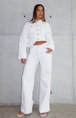 Charlotte Mid Rise Wide Leg Jeans Off White