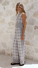 Ollie Pants Black White Print