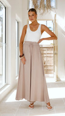 Avery Wide Leg Pants Beige