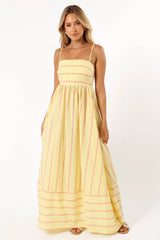 Pixie Maxi Dress Yellow Pink Stripe