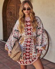 End of Light Abstract Print Mini Sweater Dress