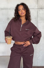 Test Drive Boxy Quarter Zip Sweater Chocolate